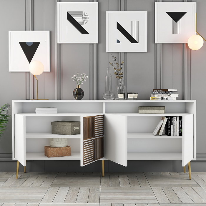 Hanah Home Milan Consola Blanco y Dorado